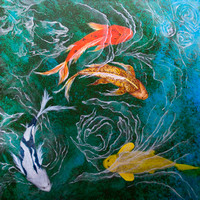 Koi  24" x 24" Acrylic on Canvas $800.00 Please contact me directly to purchase