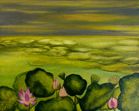 Lotus Pond  16"x20" Acrylic on canvas $445 Contact me directly to purchase