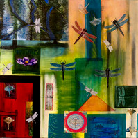 When Dragonflies Dream 24"x24" mixed media on canvas $800.00 please contact direct to purchase